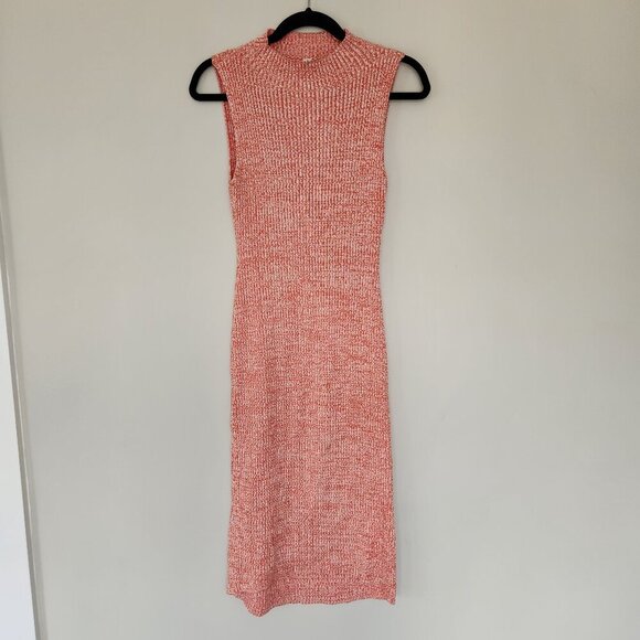 Daily Practice by Anthropologie Ribbed Knit Mock Neck Midi Dress Sz XS Orange  - - Picture 1 of 7